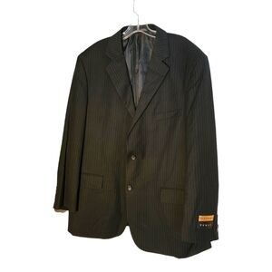 New Vinci Super 150's Suit Jacket Black Pinstripe Lined Men's 48R